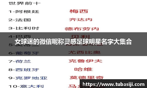 女球迷的微信昵称灵感足球明星名字大集合